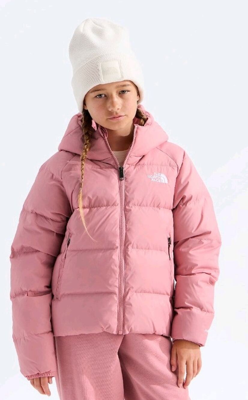 The North Face Girls Hooded Puffer Jacket Pink Full Zip Size 5